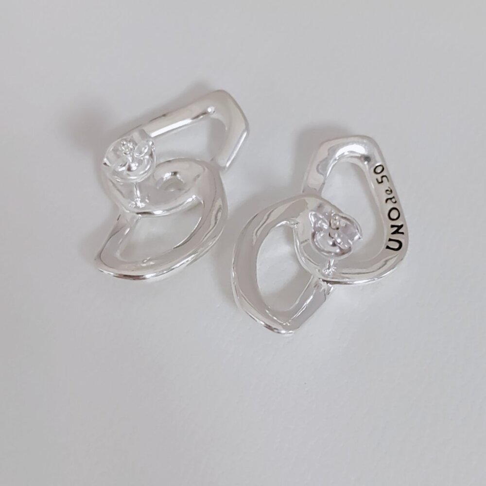 Uno de 50 INSEPARABLES EARRINGS, with 2 organic interlocked links Silver Plated - Picture 2 of 8